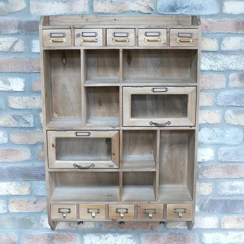 Dutch Wooden Multi Drawer Wall Unit