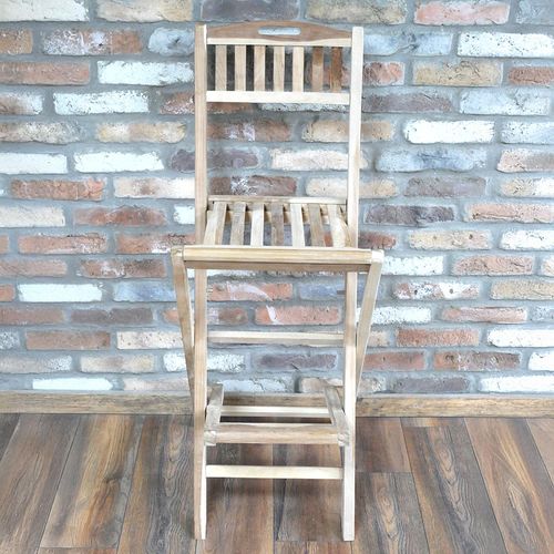 2 x Dutch Teak Wood Bar Stool