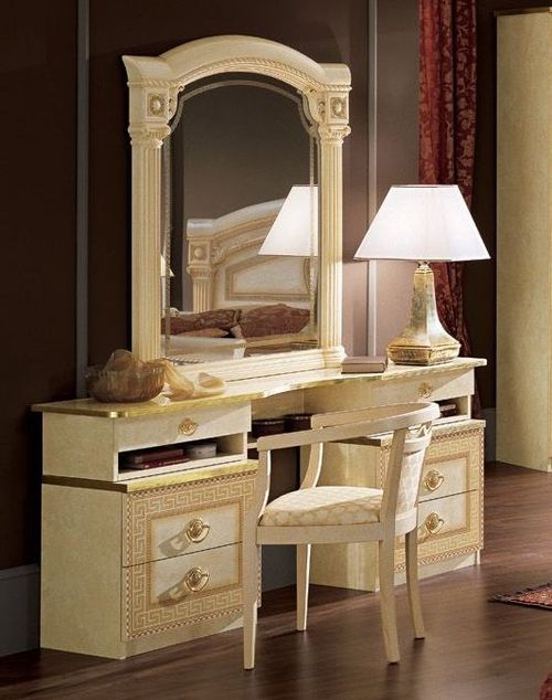 Camel Aida Ivory Italian Double Pedestal Dressing Table