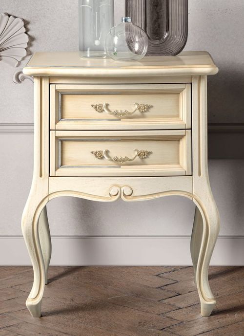 Camel Verdi Ivory French Style 2 Drawer Bedside Table