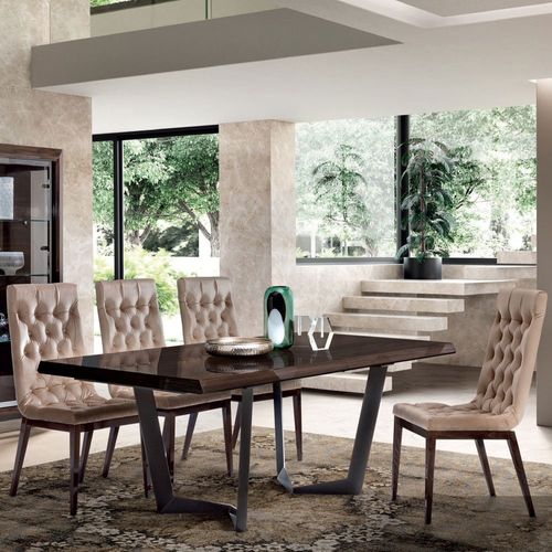 Modum Elite Patrician Walnut Italian Extending Dining Set with Capitonne Dining Chairs