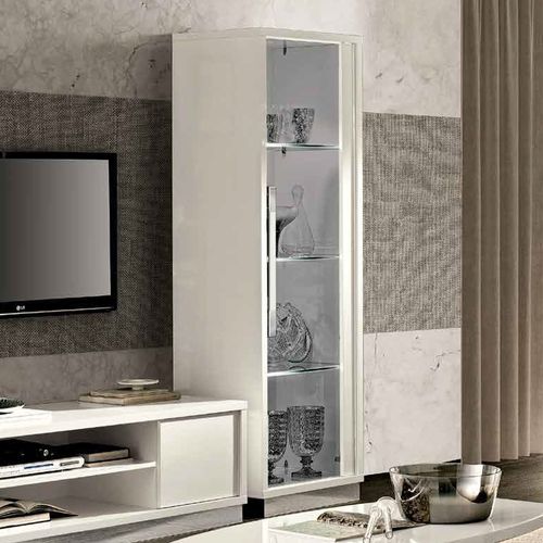 Modum Roma White Italian Slim 1 Door Vitrine - RHF