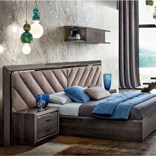 Modum Elite Silver Birch Italian Upholstered Headboard Boiserie Bed - Sizes Available
