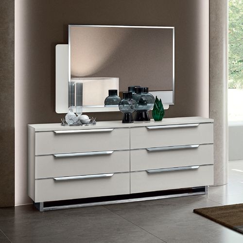 Modum Kimera White Italian 6 Drawer Wide Chest
