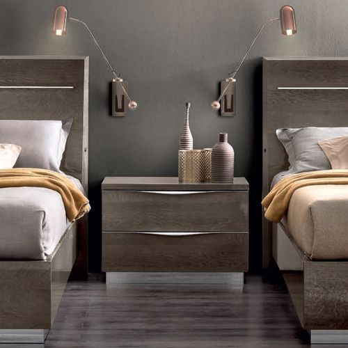 Modum Platinum Italian 2 Drawer Bedside Cabinet