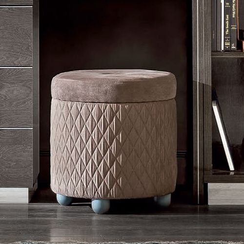 Modum Platinum Italian Taupe Round Pouf