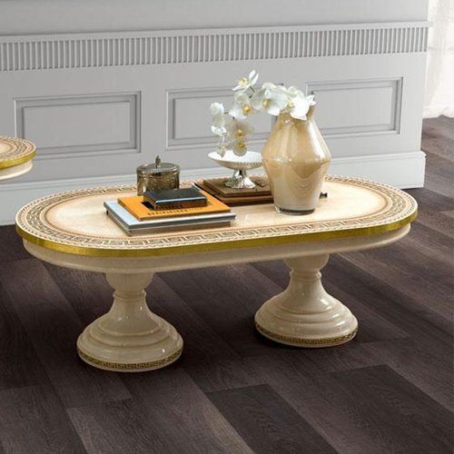 Camel Aida Ivory Italian Oval Coffee Table