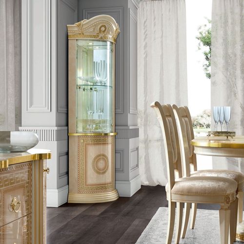 Camel Aida Ivory Italian Corner Display Cabinet