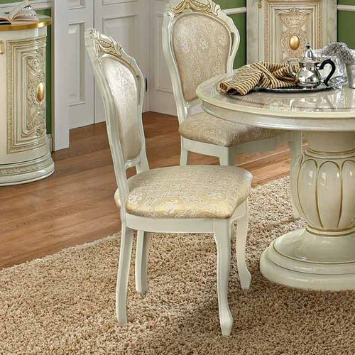 Camel Leonardo Ivory and Gold Italian Dining Chair