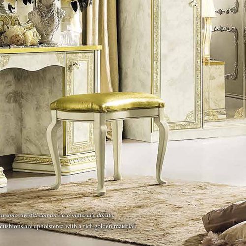 Camel Leonardo Italian Ivory and Gold Padded Dressing Stool