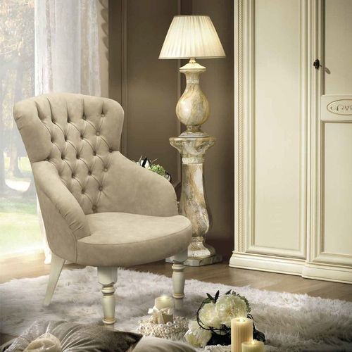 Camel Siena Ivory Italian Capitonne Armchair