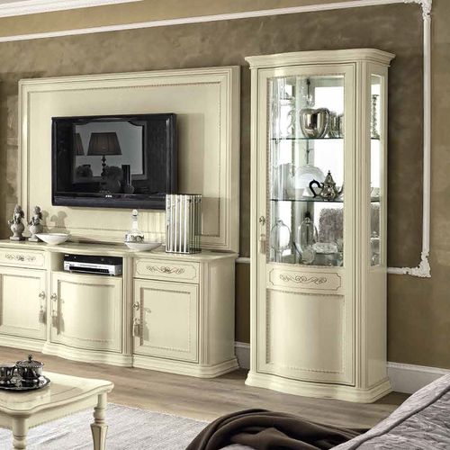 Camel Torriani Ivory Italian 1 Door Display Cabinet - RHF