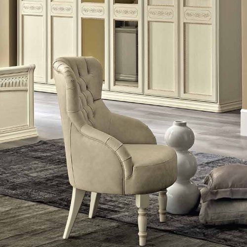 Camel Torriani Ivory Italian Capitonne Armchair