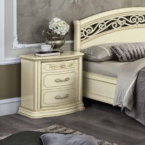 Camel Torriani Ivory Italian VIP 3 Drawer Bedside Cabinet