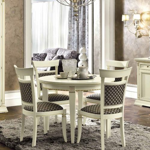 Camel Treviso White Ash Italian Round Extending Dining Set with Chairs