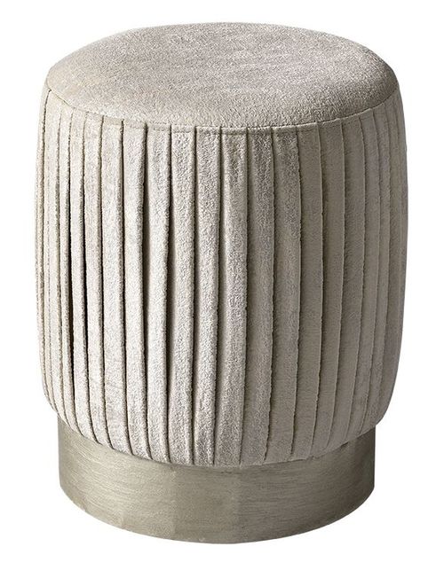 Modum Smart Italian Beige Fabric Round Chef Pouf