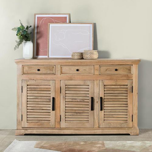 Jaylene Louvered Mango Wood 3 Door Medium Sideboard - 150cm