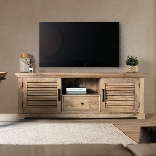 Jaylene Louvered Mango Wood 2 Door Large TV Unit