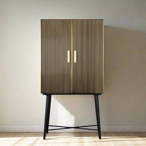 Stephen Ribbed Brass 2 Door Cupboard