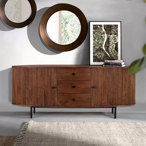 Paloma Fluted Acacia Wood Curved 2 Door Extra Large Sideboard - 180cm
