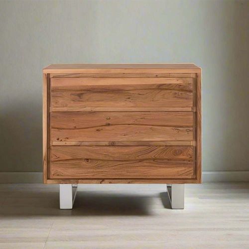 Monza Natural Acacia Wood 3 Drawer Chest