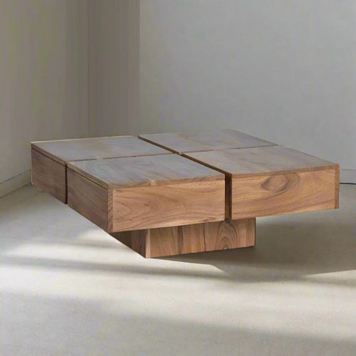 Monza Natural Acacia Wood Square Coffee Table