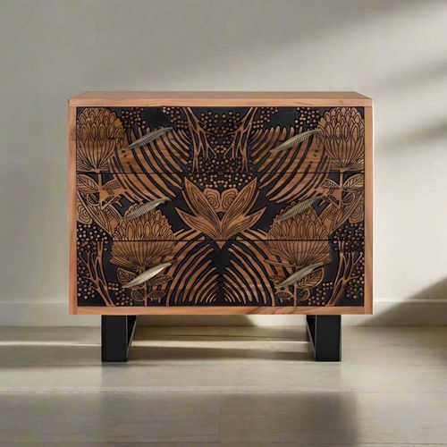 Valentia Artisan Acacia Wood 3 Drawer Chest