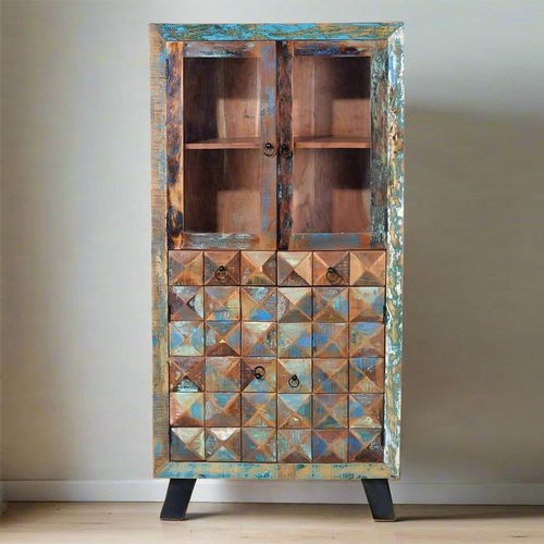 Hasley Recycled Wood 4 Door Hall Cabinet