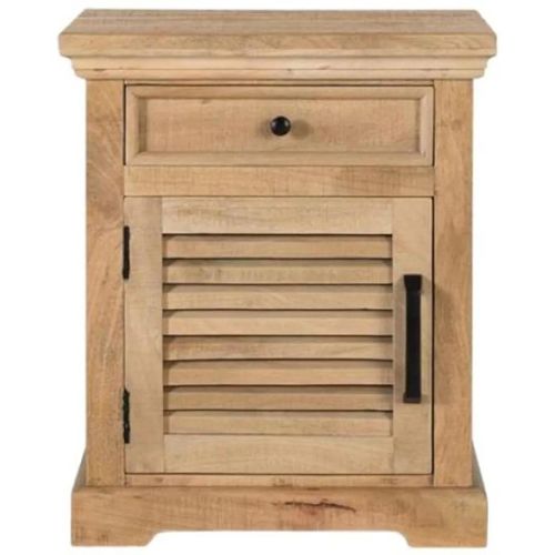 Jaylene Louvered Mango Wood 1 Door Bedside Table