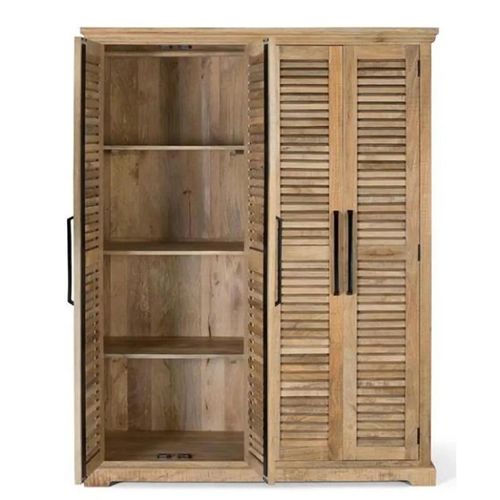 Jaylene Louvered Mango Wood 4 Door Wardrobe
