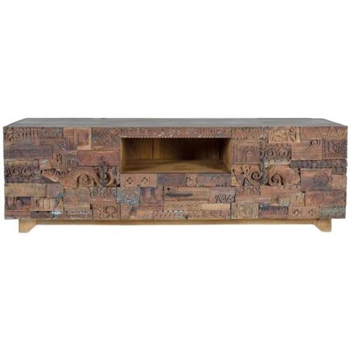 Omao Carved Mango Wood Storage Large TV Unit