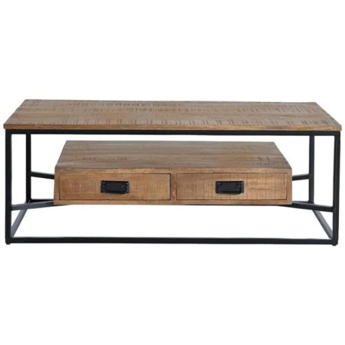 Bergamo Industrial Style Mango Wood 2 Drawer Coffee Table