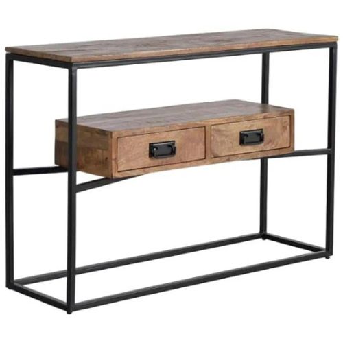 Bergamo Industrial Style Mango Wood 2 Drawer Console Table