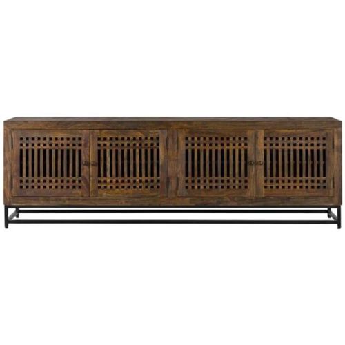 Uvalda Acacia Wood Slatted 4 Door Large TV Unit - 200cm