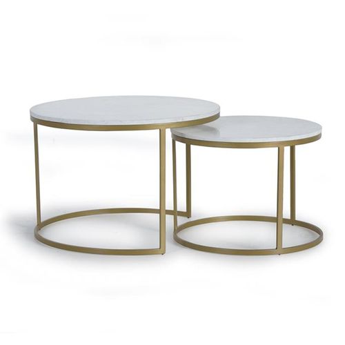 Guwalu White Marble Round Coffee Table - Set of 2