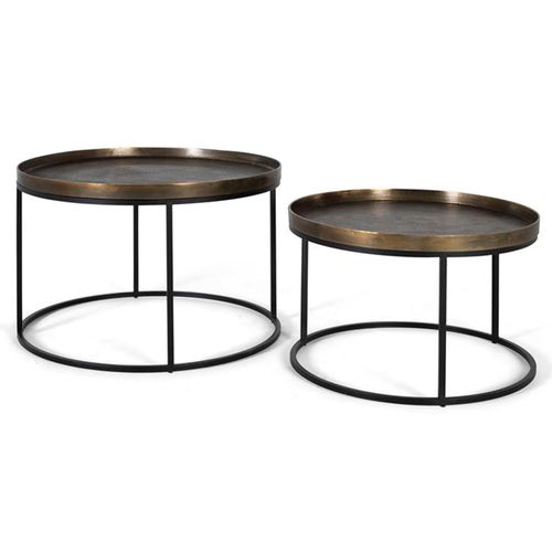 Juamoja Bronze Metal Round Coffee Table - Set of 2