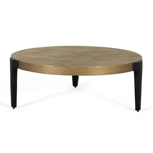 Oxwich Gold Metal Round Coffee Table