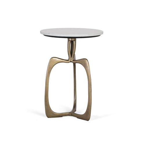 Newgale White Marble and Gold Round Side Table
