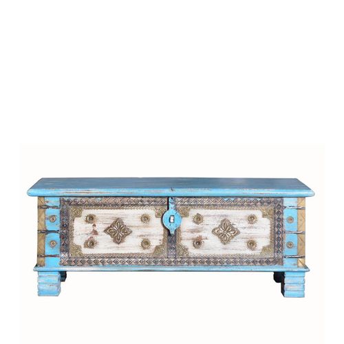 Bergen Blue Mango Wood Storage Trunk