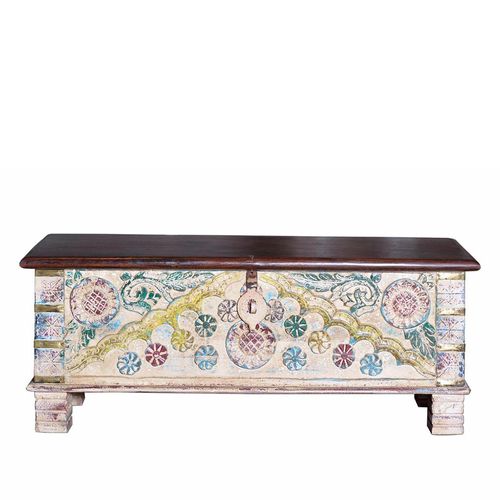 Dietzen Hand Carved Mango Wood Storage Trunk