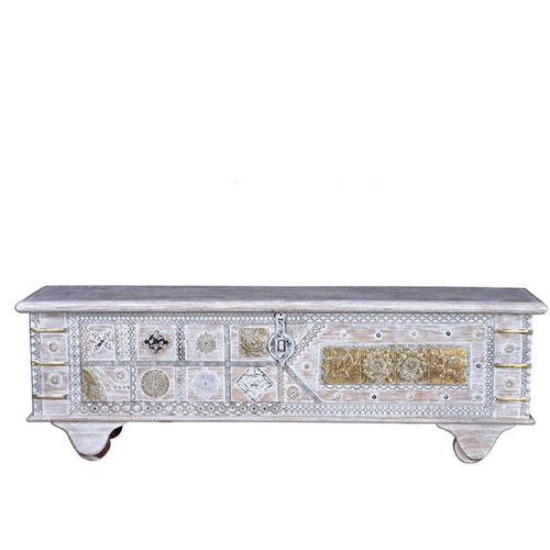Erlach White Mango Wood Storage Trunk