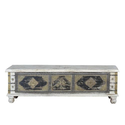 Granitzen Carved Mango Wood Storage Trunk