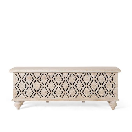 Kraschach Carved Mango Wood Storage Trunk