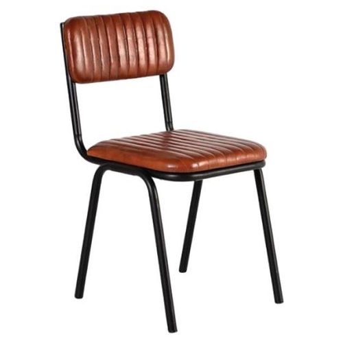 2 x Idle Industrial Style Brown Leather Dining Chair