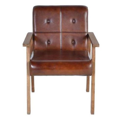 Belhaven Brown Leather and Wood Armchair