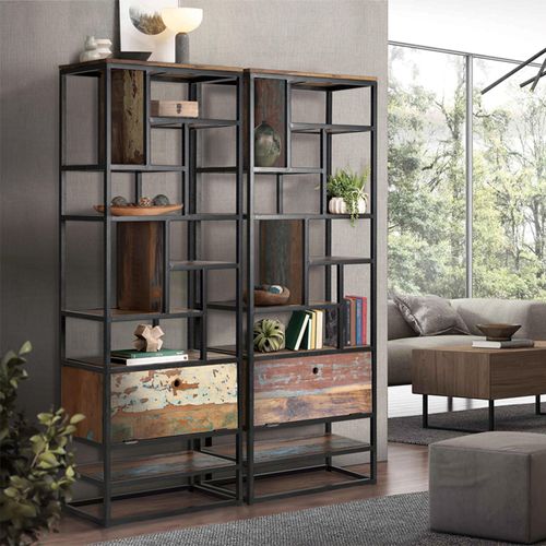 Jakin Industrial Style Recycled Wood Bookcase