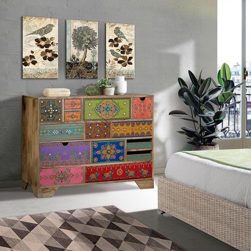 Nazlini Mango Wood Painted Multi Drawer Wide Chest