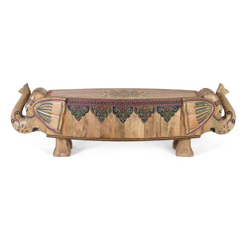 Taconite Mango Wood Painted Elephant Bench
