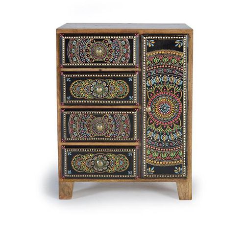 Galach Black Mango Wood Painted 4 Drawer Chest