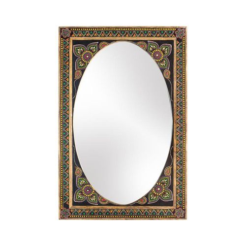 Galach Black Painted Mango Wood Wall Mirror